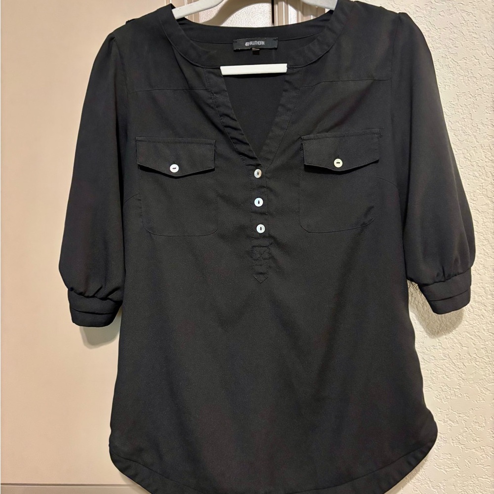 41 Hawthorn Black Puff Sleeve Blouse